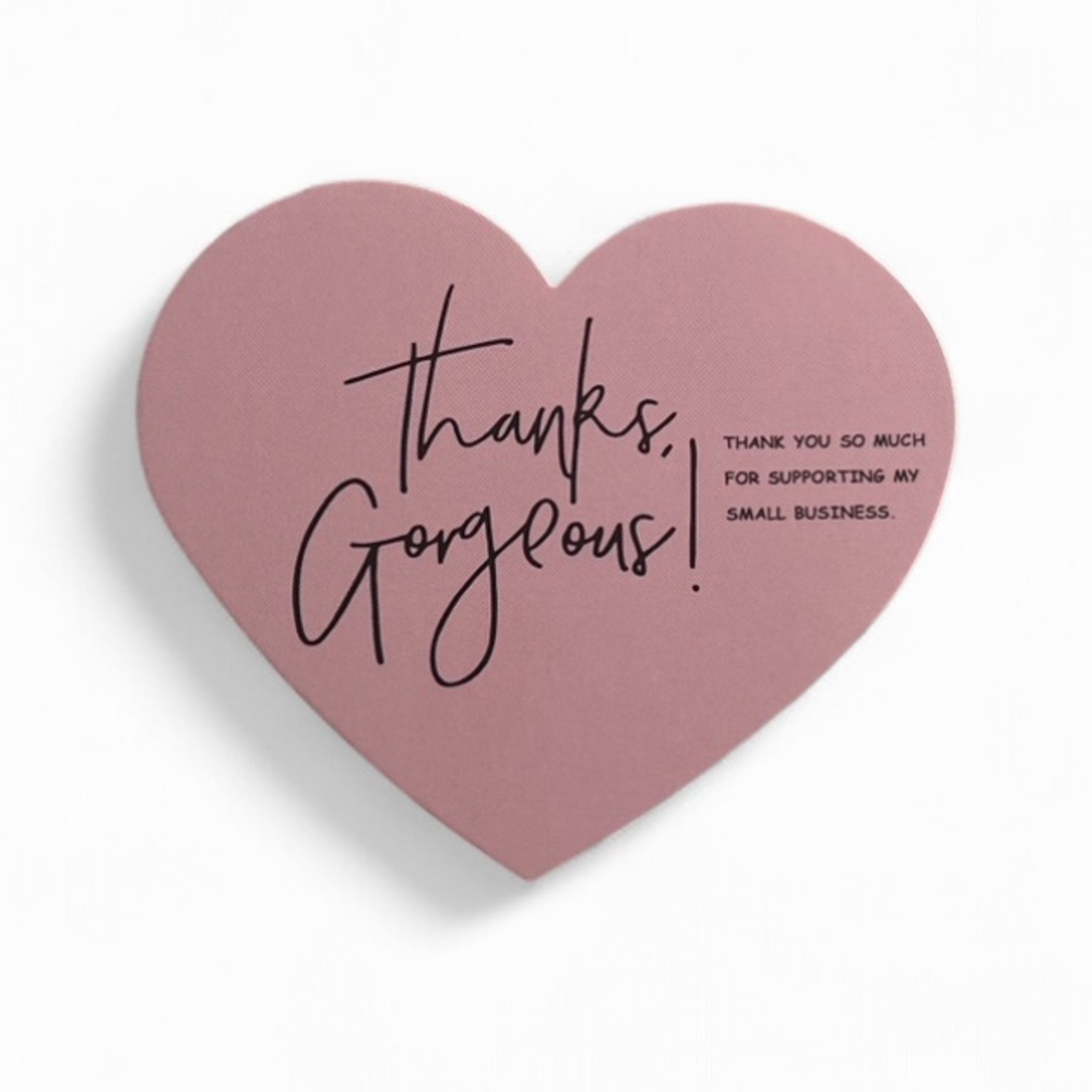 100 Heart Shaped Thank You Cards for Small Business